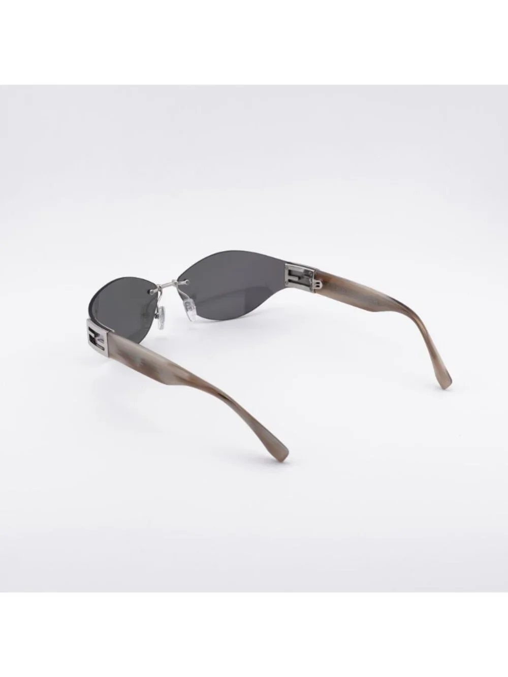 Fendi FE40159U 16C Sunglasses Silver Rimless Geometric Frame, Mirror Lenses